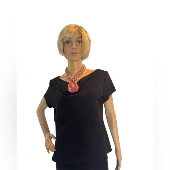 S.L. Fashions Black Evening Drape Neck Dress Size 12 - Picture 2 of 7